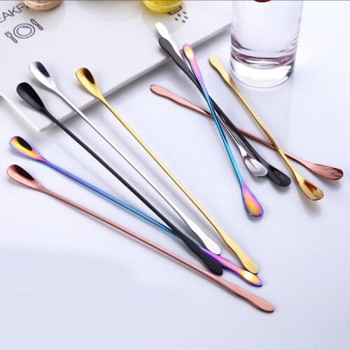 1PC Stainless Steel Coffee Spoon With Long Handle Colorful Coffee Scoops Dessert Tea Spoon Tableware Kitchen Supplies Tools