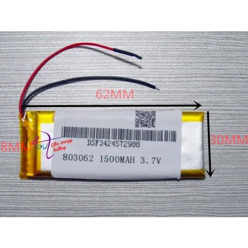 1500mah 3.7V 803062 083062 MP3 MP4 MP5 tablet battery GPS Bluetooth game machine