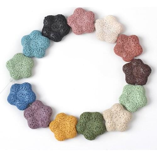 21/26mm Flower Shape Natural Lava Stone Beads Volcanic Rock Loose Spacer Beads for Jewelry Making Earrings DIY Bracelet Necklace