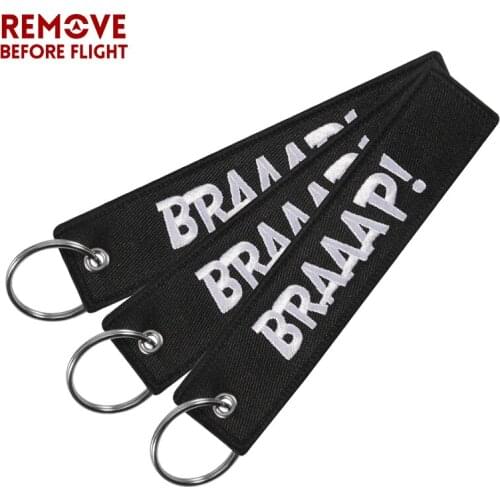 3PCS BRAAAP Embroidery Key Chain for Motorcycles and Cars Gifts Key Fobs with Chains OEM Key Ring Car Keychain