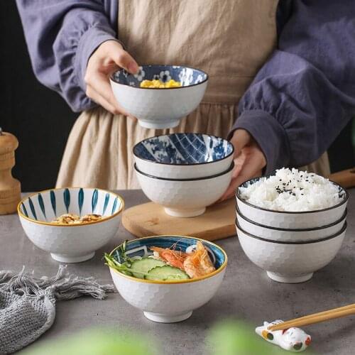4.5inch Natural Healty Japanese Ceramic Bowl Gift Set Blue and White Porcelain Bowl