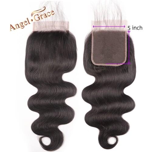5x5 Body Wave Lace Closure Free Middle Part Brazilian Human Hair Natural Color Remy Hair Lace Closure With Baby Hair Angel Grace