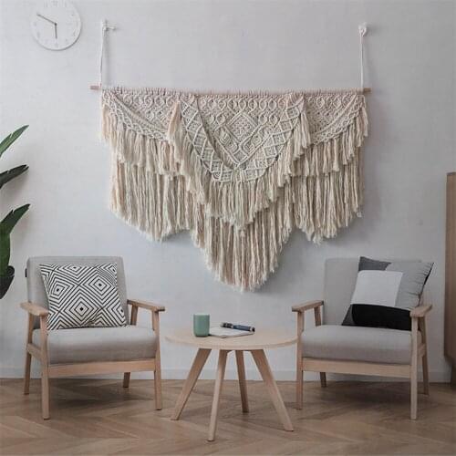 Large Macrame Wedding Tapestry Nordic Creativity Wall Hanging Boho DeCor Hand-made Cotten Tapestry Art Wall Hanging Decoration