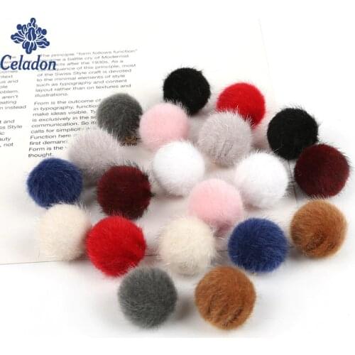 20mm 2017 New Arrival Fur Covered Ball Beads Charm Ten Color Selectable For DIY Sew On Garment Dress Cloth Decoration