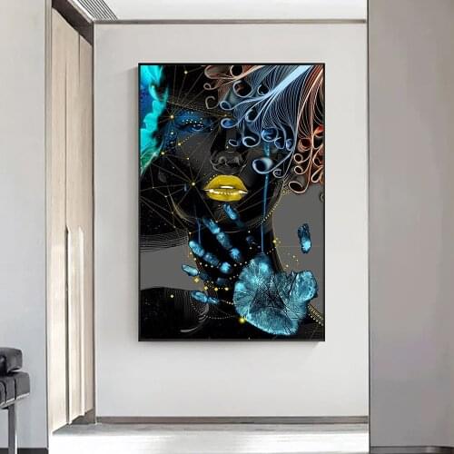 Black And Silver Portrait Woman Canvas Painting Print Nordic Poster Wall Art Picture For Living Noom Home Decor