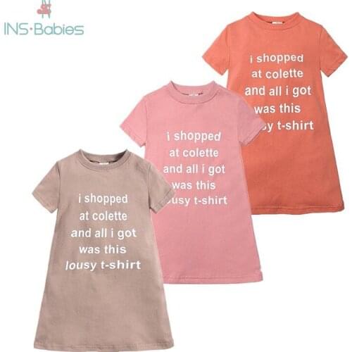 Childrens Clothing 2021 Summer New Girls Dresses Fashion Korean Style Letter Dress Pure Cotton Thin Dress 1-5y Kids Clothes