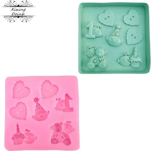 DIY babys birthday fudge chocolate cake silicone mold cake decoration kitchen baking tools