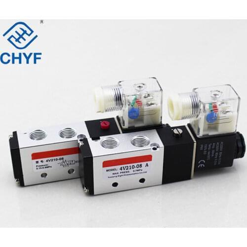 4v210-08 solenoid valve 220v pneumatic two-position five-way 24v switch valve solenoid control valve