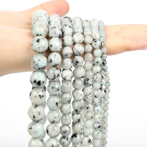 Faceted Black Spot Blue Natural Stone Beads Egg Color Round Loose Spacer Bead For Jewelry Making DIY Bracelet Accessories 4-12mm