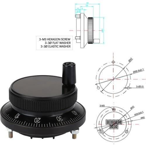 5V 60MM Hand Wheel Pulse Encoder Mill Router Manual Control For CNC System Black Hand Pulse Generator CNC Electronic Lathe