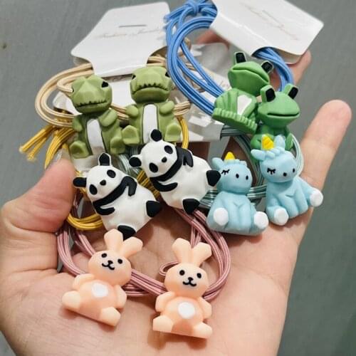 2Pcs Cute Animals Unicorn Panda Rabbit Headwear Kids Cartoon Elastic Hair Bands Baby Headdress Children Ropes Girls Accessories