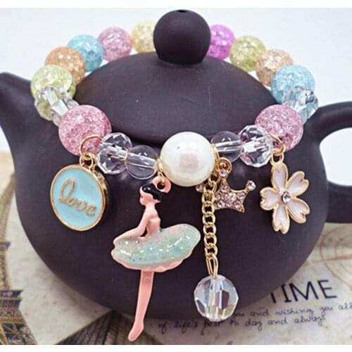 Korean version of fresh and natural popcorn stone crystal ballet girl friendship bracelets femme accessories