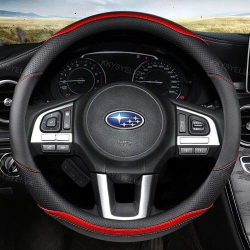 Carbon Fibre Leather 38CM Car Steering Wheel Cover Anti-slip for Subaru Forester Legacy XV BRZ WRX High Quality Auto Accessories