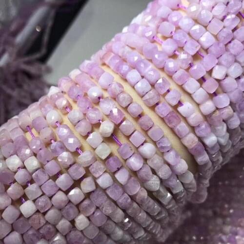 KUNZITE PURPLE square faceted 4mm for DIY jewelry making loose beads FPPJ wholesale beads nature gemstone