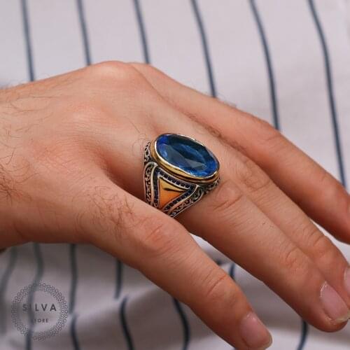 Zircon Stone 925 silver mens ring. Mens jewelry stamped with silver stamp 925 All sizes are available