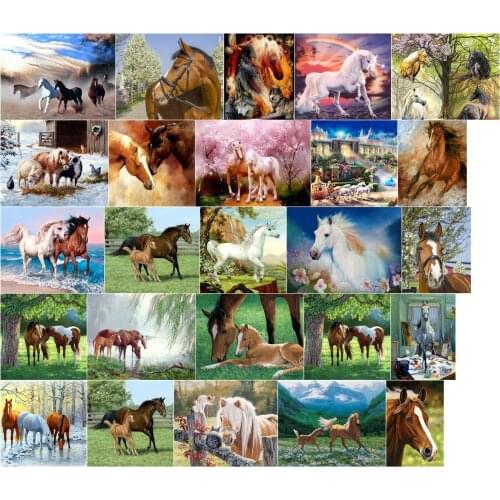 R17978 horse tree cross stitch kit people 18ct 14ct UNprinting11ct count canvas stitches embroidery DIY handmade needlework