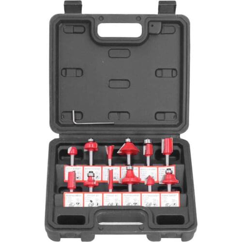 12Pcs Router Bits Kit High Speed Steel Woodworking Milling Cuter Set with Plastic Storage Box High Hardness Wood Processing