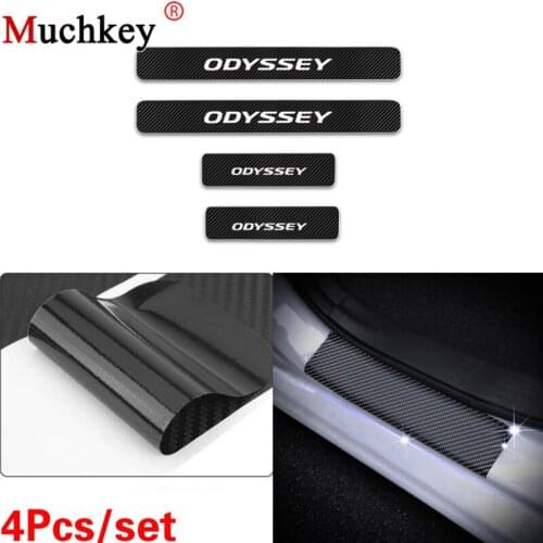 Carbon Fiber Door Sill Scuff Plate Guards for Honda Odyssey 2011 2012 2013 2014 2015 2016 2017 2018 Welcome Pedal Cover 4pcs