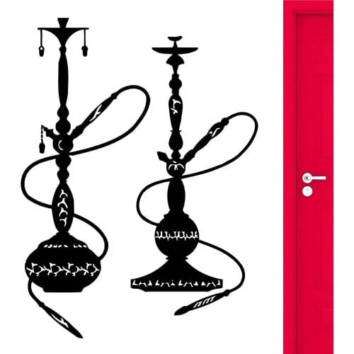 Hookah Lounge Wall Sticker Hookah Arabic Smoke Smoking Muslim Marijuana Wall Decal Cool Home Living Room Decoration Mural C599