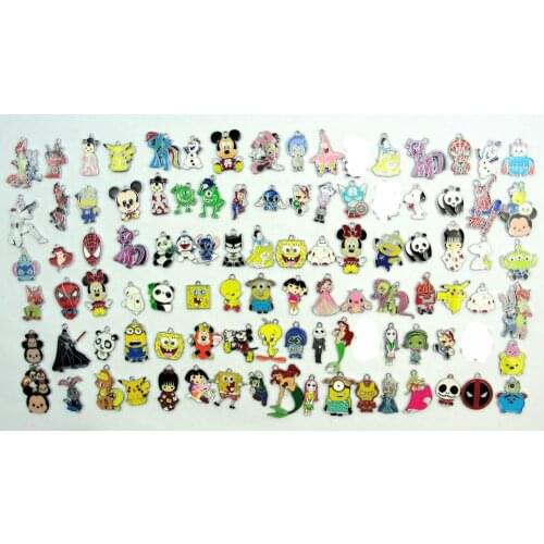New 100 Pcs Mixed Cartoon Charms Pendants Jewelry Making DIY Christmas Gifts Free Shipping