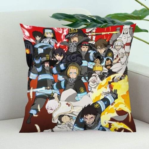 New Arrival Fire Force Pillow Cover Bedroom Home Office Decorative Pillowcase Square Zipper Pillow Cases Satin Soft
