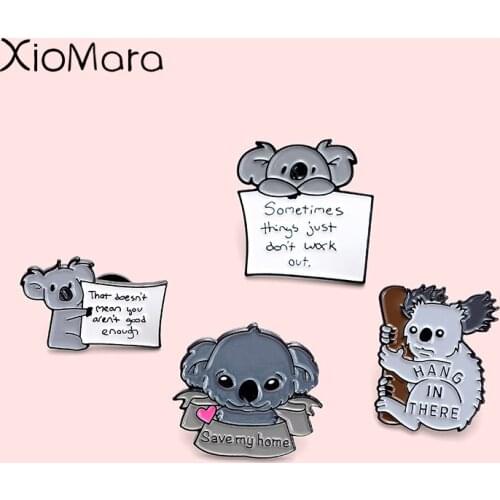 Adorable Cute Koala Bear Enamel Pins Coala Animal Jewelry Badge Brooch Lapel Pins Denim Shirt Bag Cartoon Jewelry Gift for kids