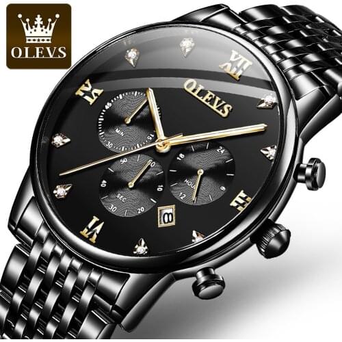 OLEVS Men Watch Luxury Brand Fashion New Stainless Steel Watch Multifunctional Luminous Timing Waterproof Watch reloj hombre