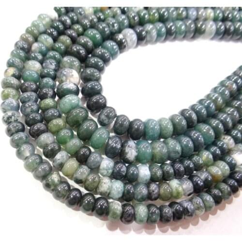 Wholesale Natural stone Moss Agates Rondelle Beads 4*6mm 5*8mm Spacer Beads For Jewelry Making Bracelet Accessories