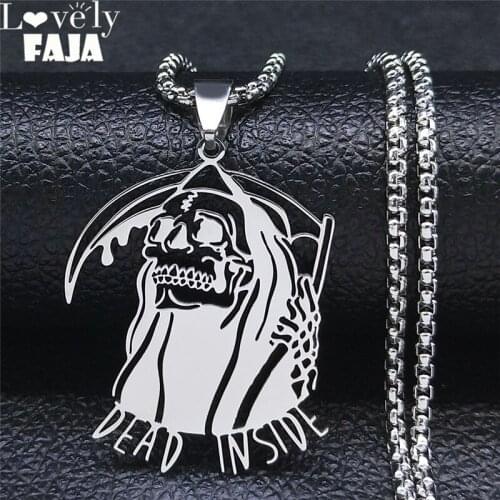 2021 Gothic Death Scythe Stainless Steel Pendant Necklace Women/Men Statement Necklace Jewelry collane in acciaio N7020S03