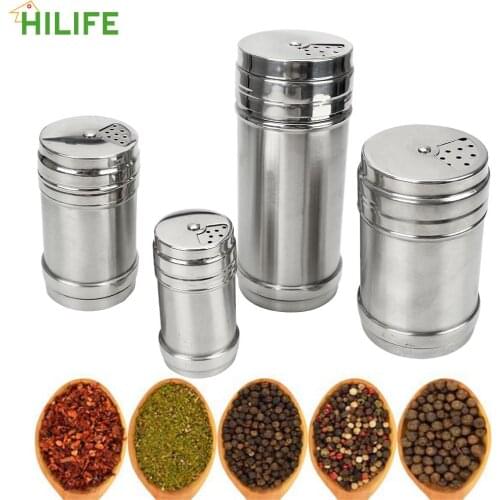 Pepper Cumin Powder Salt Rotating Cover Stainless Steel Barbecue Cruet Spice Jar Toothpick Jar Kitchen Tool