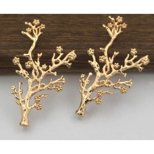 10pcs Brass Casted Winter Flower Branch tree Connectors Pendant Charms Quality Gold Silver Color DIY Retro Jewelry Accessories