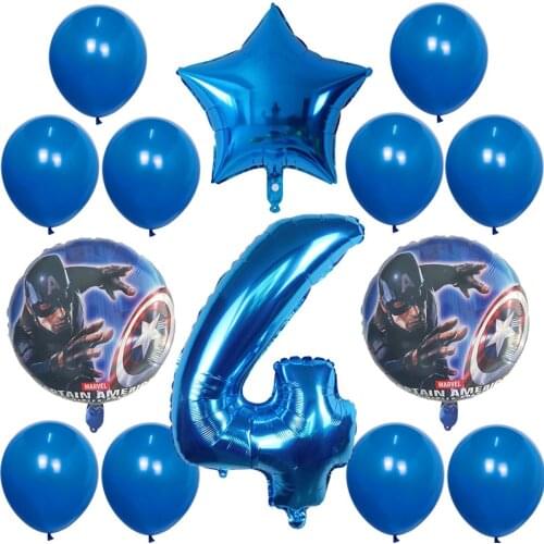14pcs/lot Captain America Foil Balloons 30 inch Number balloon Birthday Party Decoration Super Hero Kids Toys Baby Shower Ballon