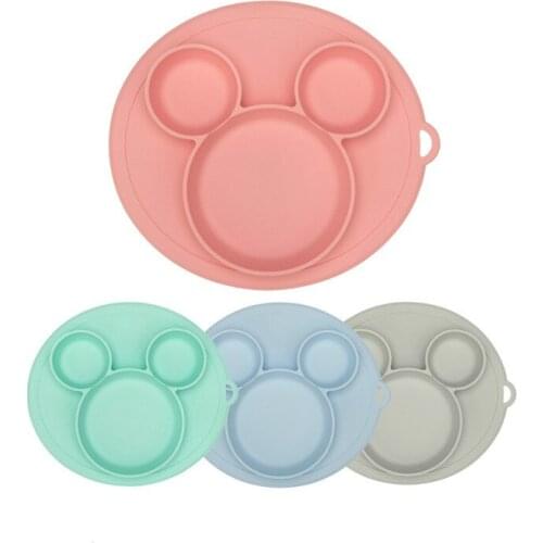 Newborn Silicone Bowl Cute Cartoon Integrated Mickey Silicone Tableware Dinner Plate Baby Silicone Dinner Plate Baby Feeding New