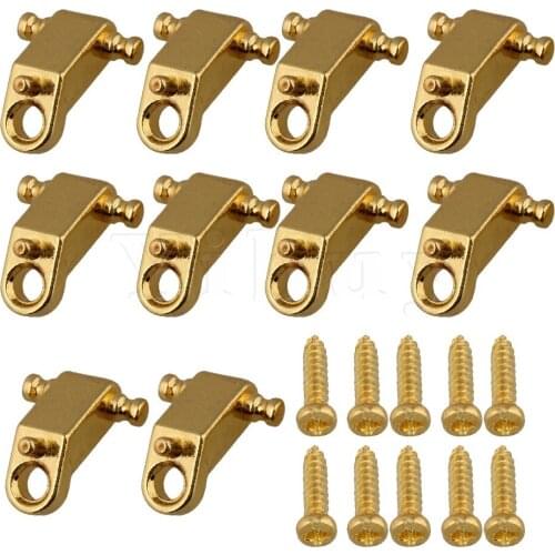 Yibuy Golden Copper Roller String Trees / String Retainers with Screws for Electric Guitar Pack of 10