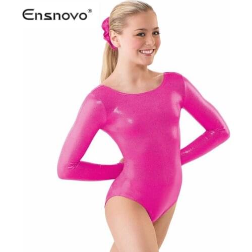 Ensnovo Women Sleeveless Gymnastics Leotard Ballet Costumes Spandex Custom Skin Jumpsuit Dancewear Tights