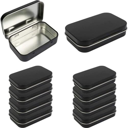 10 Pack Metal Rectangular Empty Hinged Tins Box Containers 95x60x21mm Mini Candle Tins