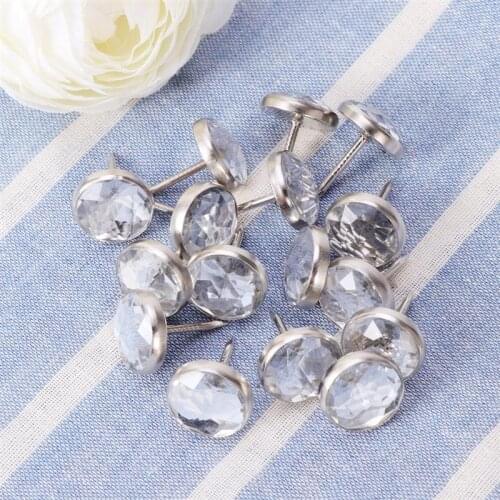 100pcs Crystal Head Upholstery Nails Tacks Decorative Crystal Tacks Sofa Furniture Tacks Sofa Button Furniture Nails Accessories