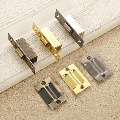 2PCS Stainless Steel Door Latches Cupboard Cabinet Roller Latch Lock Wooden Door Stops Furniture Hardware JF1917