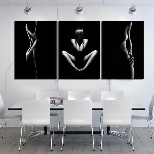 3 Piece HD Abstract Art Pictures The Sexy Beauty Nude Body Art Poster Canvas Paintings Wall Art for Home Decor