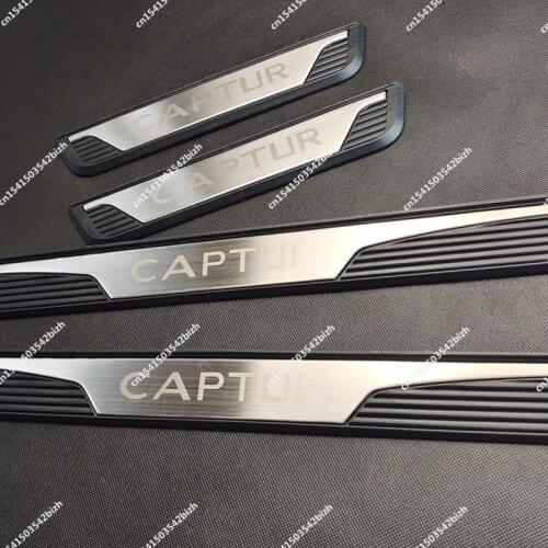 4pcs 2021 Door Sill Scuff Plate Trim Threshold Pedal Entry Guard Stickers Car Accessories For Renault Captur 2019