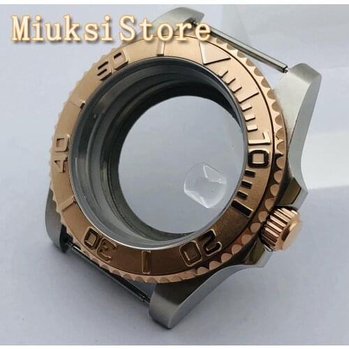 40mm sterile case rose gold bezel transparent glass back fit NH35 NH36 ETA2836 Miyota8205 8215 821A Mingzhu DG2813 3804 movement