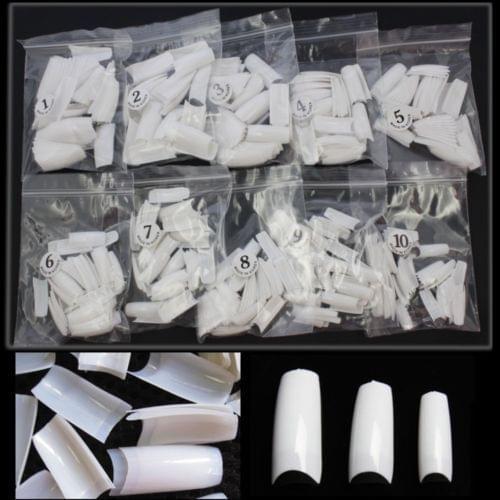 Professional 500 Pcs Half French Natural White Long Acrylic False Nail Tips Nail Art Tips