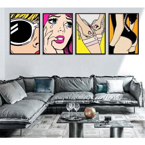 Abstract Color Pop Art Decorative Painting Sexy Girl Poster American Home Decor Dormitorio Wall Stickers Canvas Cuadros Gift