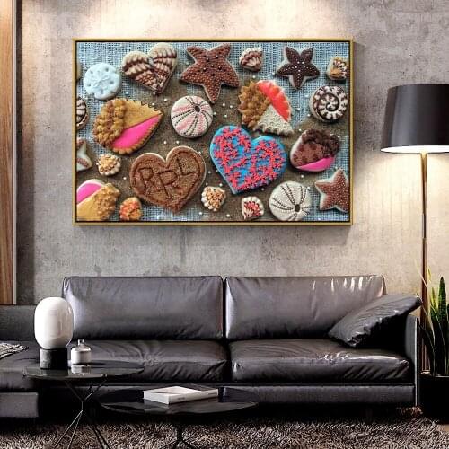 Artcozy Oil Canvas Painting pastry_cookies_design_heart For Home Decoration Wall Art