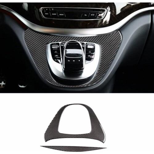 Real Carbon Fiber Car Multimedia Panel Sticker Trim For Mercedes Benz V Class V260 2015-2020 Car Accessories