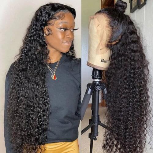 Free Part PrePlucked Kinky Curly 13x4 Lace Front Wigs Transparent Frontal Wig Deep Curly Lace Front Wig Curly Human Hair Wig