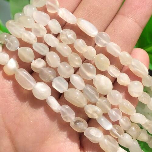 White Moonstone Beads Natural Irregular Loose Bead For Jewelry Making DIY Bracelets Necklace Size 6-8mm 15 inches Wholesale