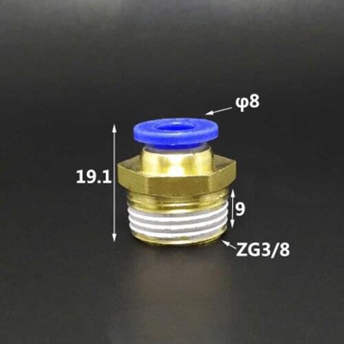 DN10 G 3/8" BSP Male x Fit Tube OD 8mm Brass Pneumatic Air Hose Quick Connector Push In Coupler Water Gas Oil