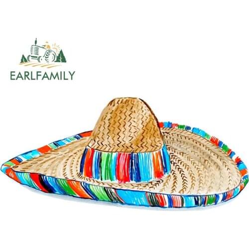 EARLFAMILY 13cm x 6cm Realistic Mexican Sombrero Hat Charros Vinyl Decal Car Home Truck SUV Boat Waterproof Car Stickers
