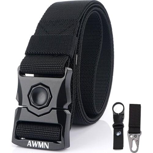 New Stretching Tactics Belt Men Women Alloy Buckle Outdoor Nylon Combat Belt Fashion Casual Knitting Belt HE12